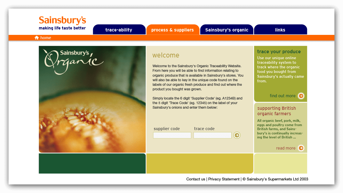 Sainsbury<span class="apos">&#8217;</span>s Organic Traceability home page
