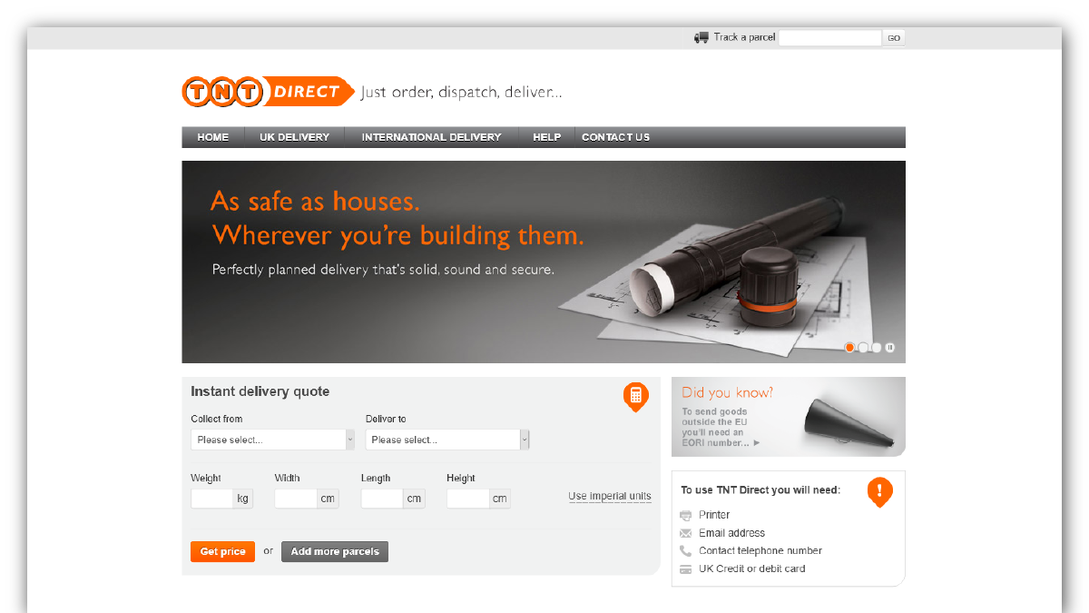TNT Direct home page